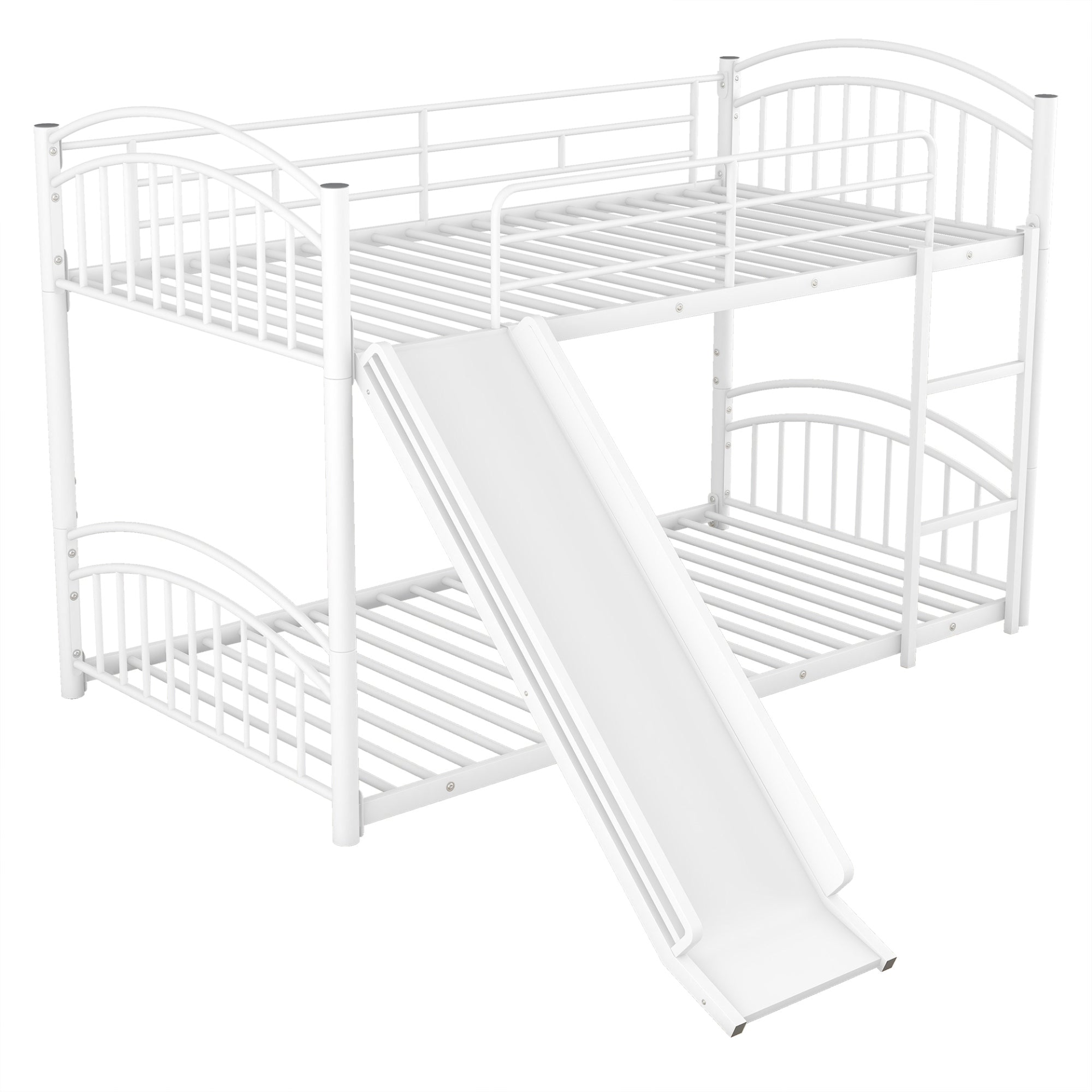 Start2Finish twin over twin metal bunk bed with house design and slide, featuring sturdy metal frame and playful kids&