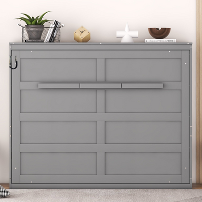 Start2Finish Murphy Bed wall bed in full and queen sizes, showcasing the sleek folded-down and folded-up bed design.