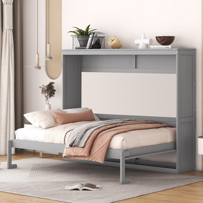 Start2Finish full and queen size Murphy bed wall bed folded against the wall in a modern living space, showcasing space-saving design