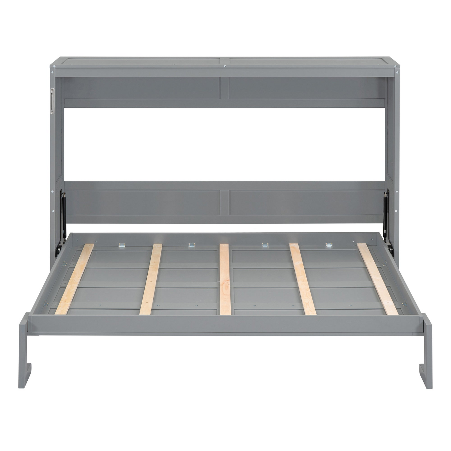 Full size and queen size Start2Finish Murphy wall bed folded up against a wall in a modern room setting.