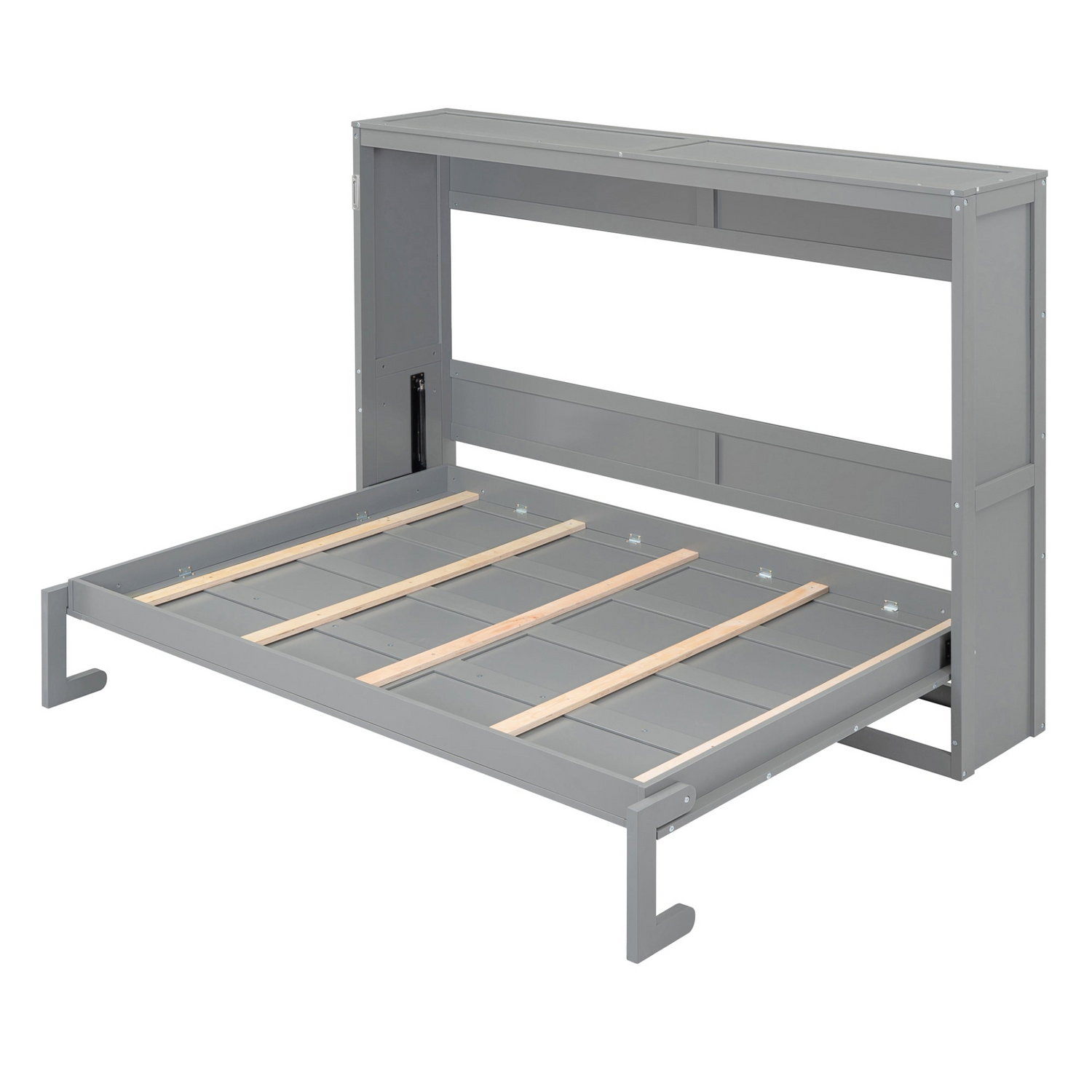 Full size and queen size Start2Finish Murphy wall bed folded up against a wall in a modern room.