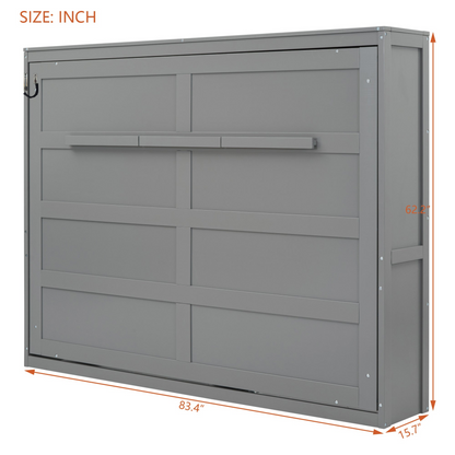 Start2Finish full and queen size Murphy wall bed folded up against the wall, showcasing its space-saving design and sturdy frame.