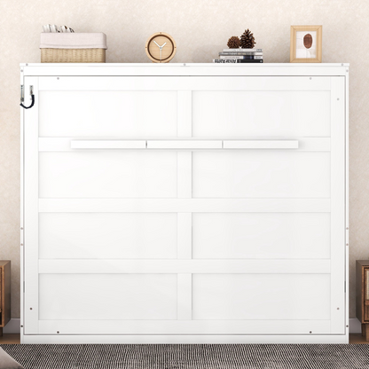 Start2Finish Murphy wall bed in full and queen sizes, shown folded against the wall with a sleek, modern design and wooden finish.