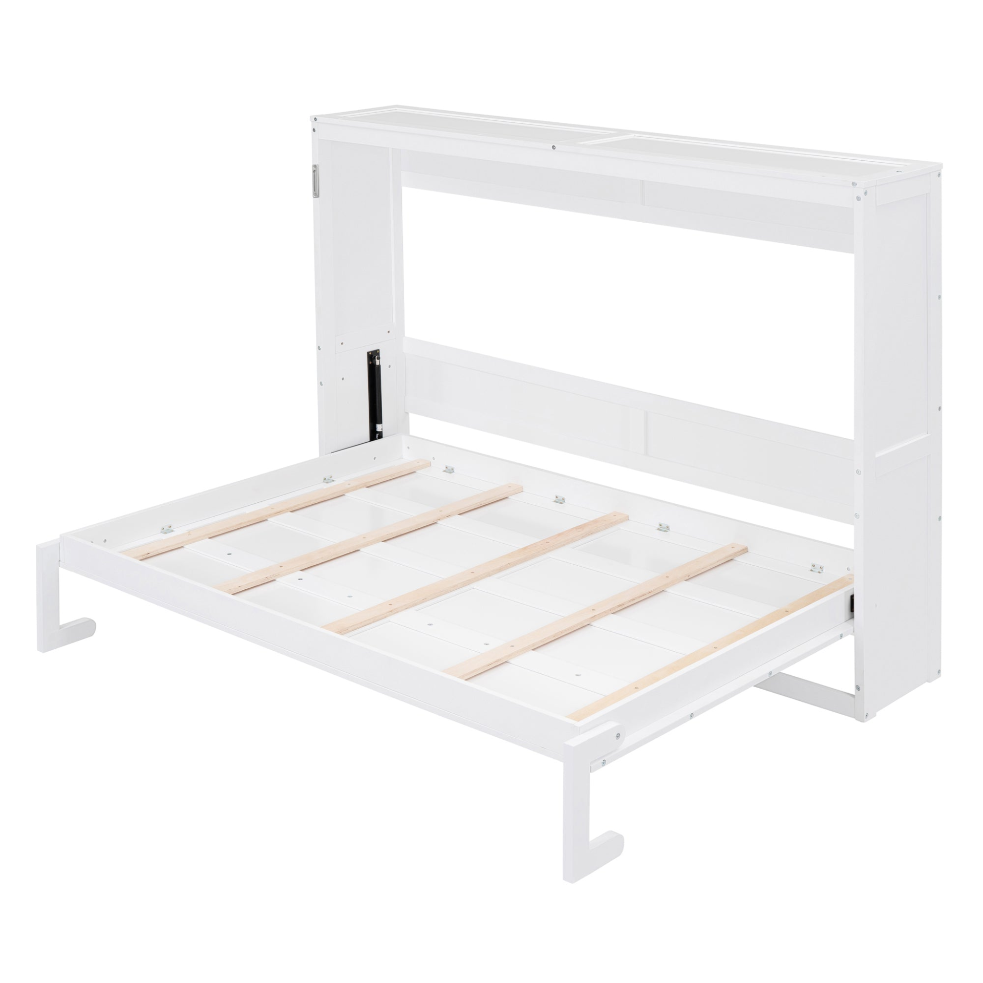 Start2Finish full size and queen size Murphy wall bed folded up against a wall in a modern bedroom setting.