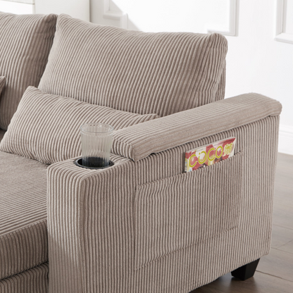 Start2Finish convertible chaise lounge sofa chair with USB ports, cup holders, phone holder, and storage, in a modern design.