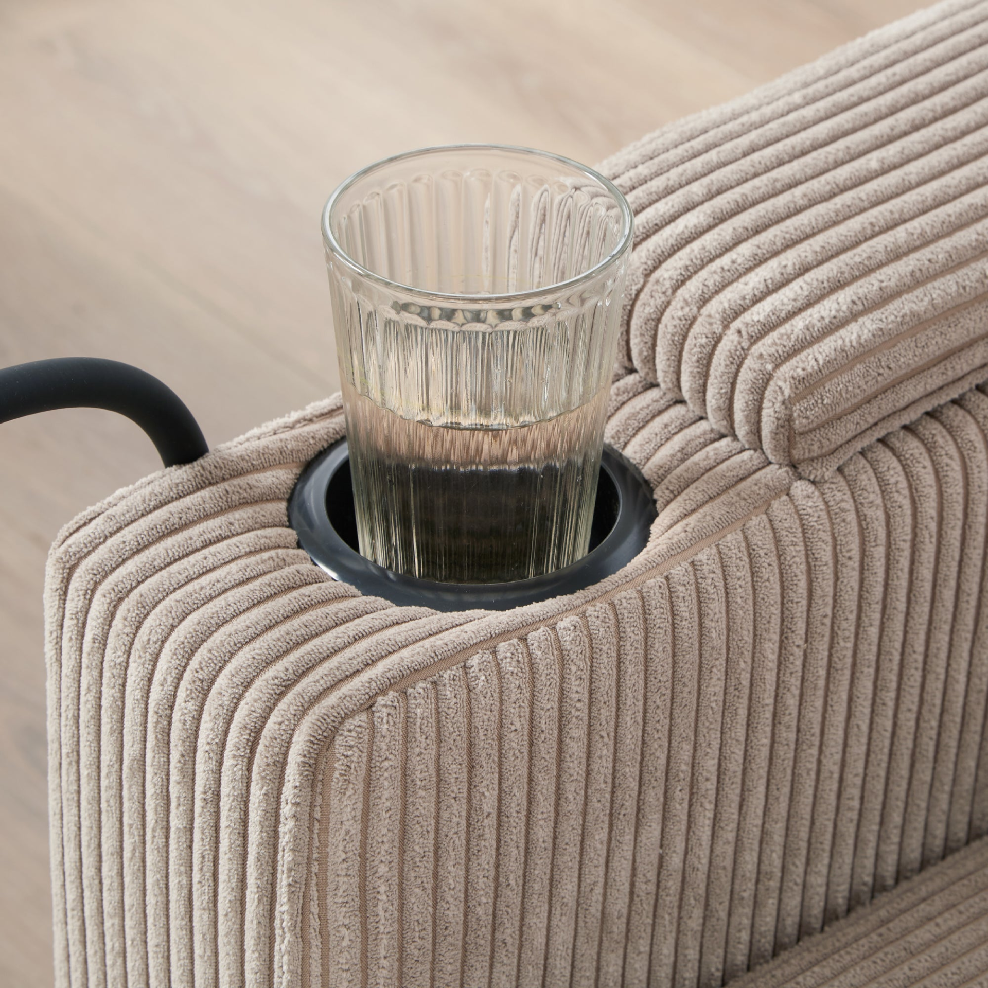 Start2Finish convertible chaise lounge sofa chair with built-in USB ports, cup holders, phone holder, and storage compartment.
