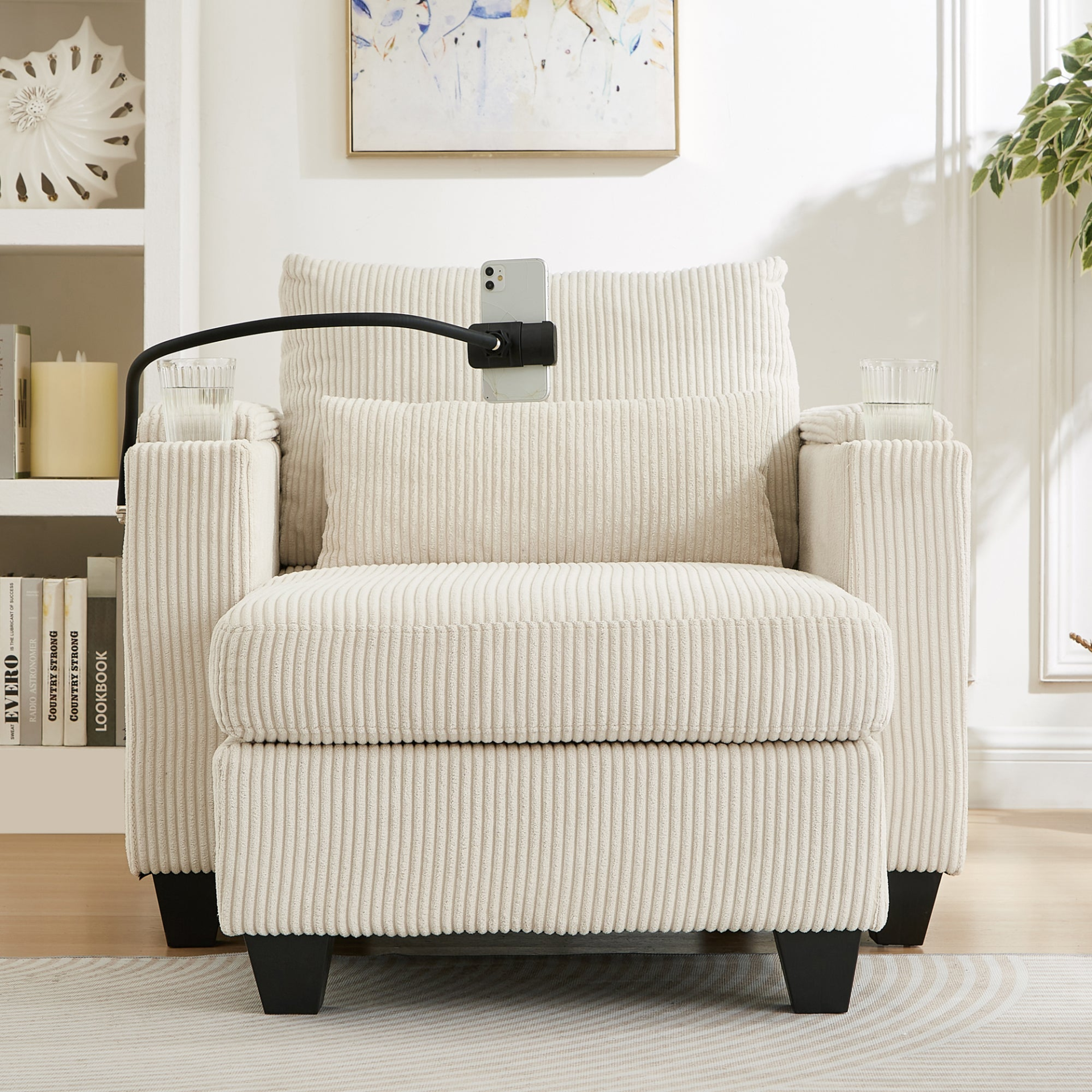 Start2Finish convertible chaise lounge sofa chair with USB ports, cup holders, phone holder, and storage in a modern design