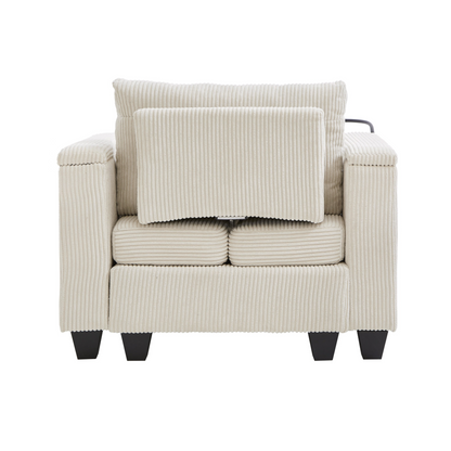 Start2Finish convertible chaise lounge sofa chair with USB ports, cup holders, phone holder, and storage, in a modern design.