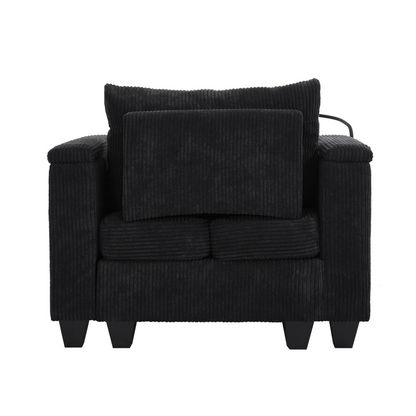 Start2Finish convertible chaise lounge sofa chair with USB ports, cup holders, phone holder, and storage in a modern design.