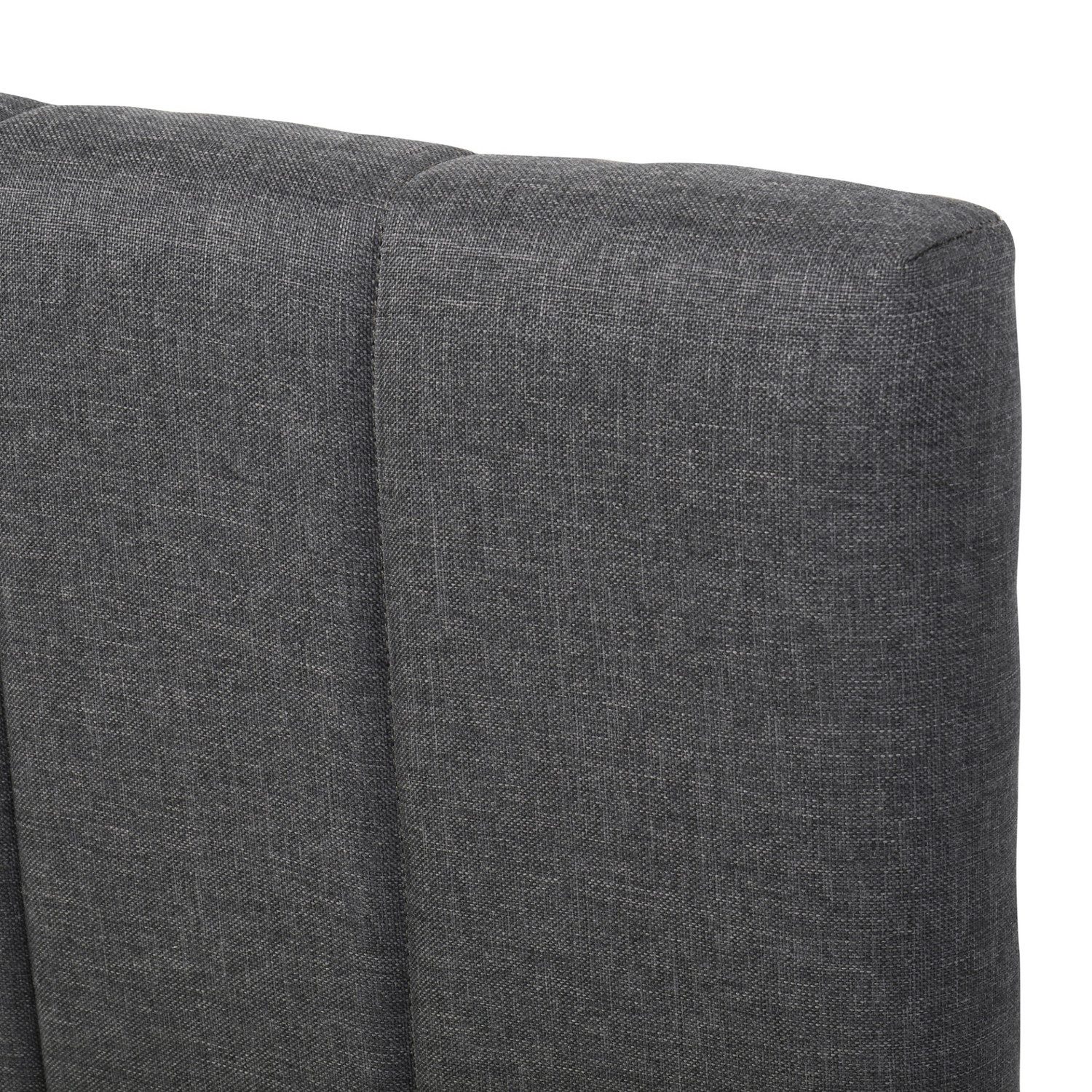 Start2Finish upholstered platform bed with trundle and three drawers in linen fabric, showcasing the bed frame and storage features.