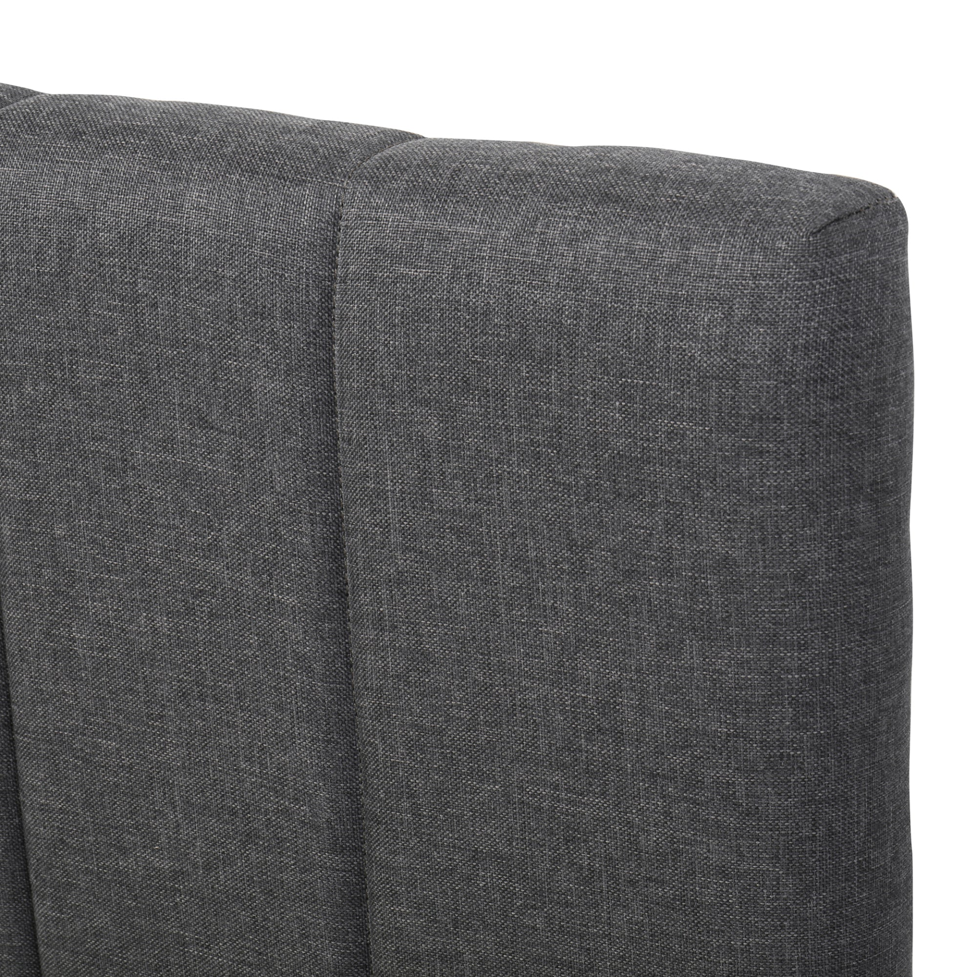 Start2Finish upholstered platform bed with trundle and three drawers in linen fabric, showcasing the bed frame and storage features.
