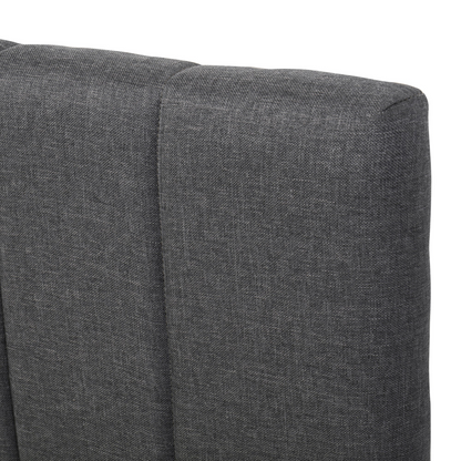 Start2Finish upholstered platform bed with trundle and three drawers in linen fabric, showcasing the bed frame and storage features.