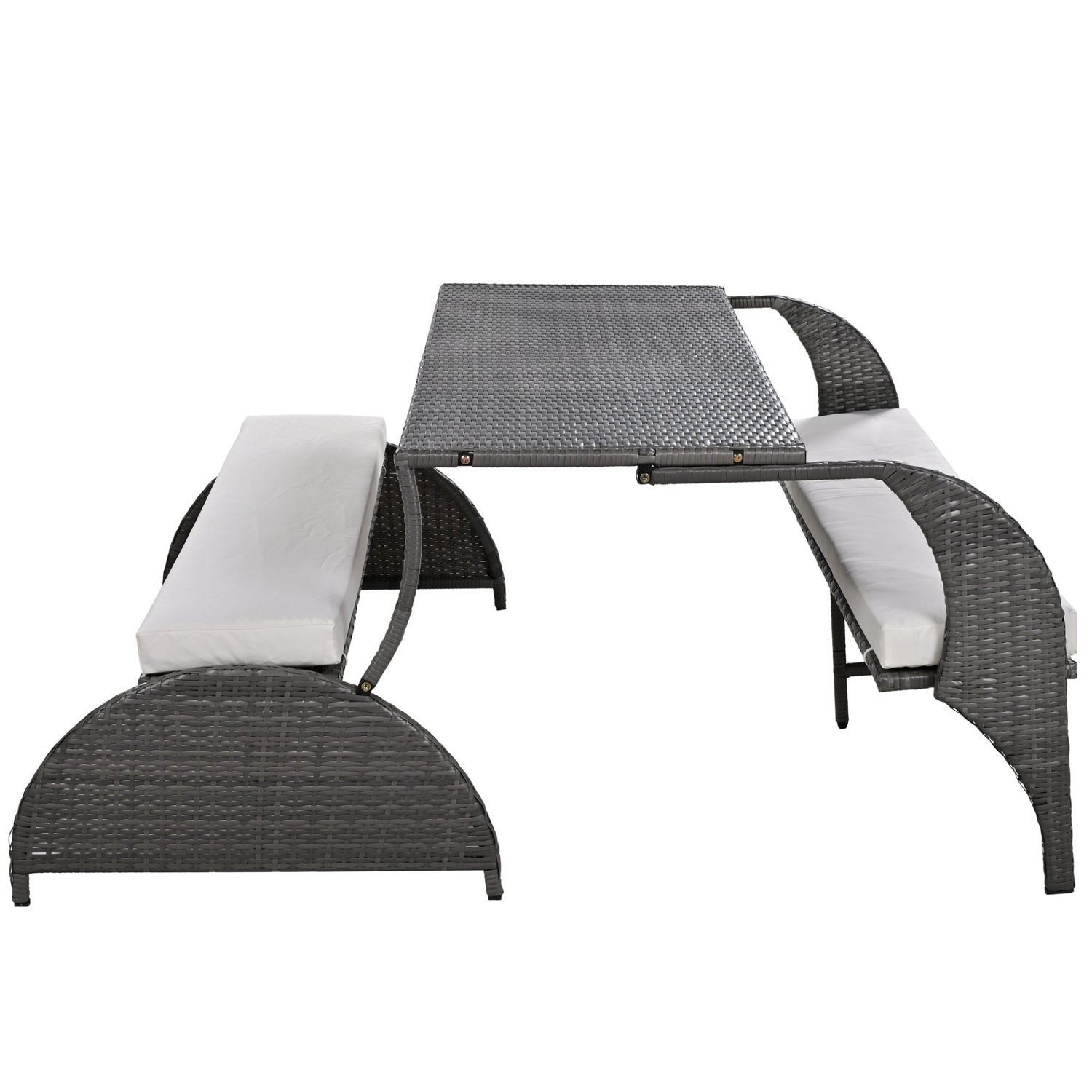 Start2Finish outdoor loveseat convertible to four seats with table, ideal for gardens and lawns, showing the versatile garden furniture.