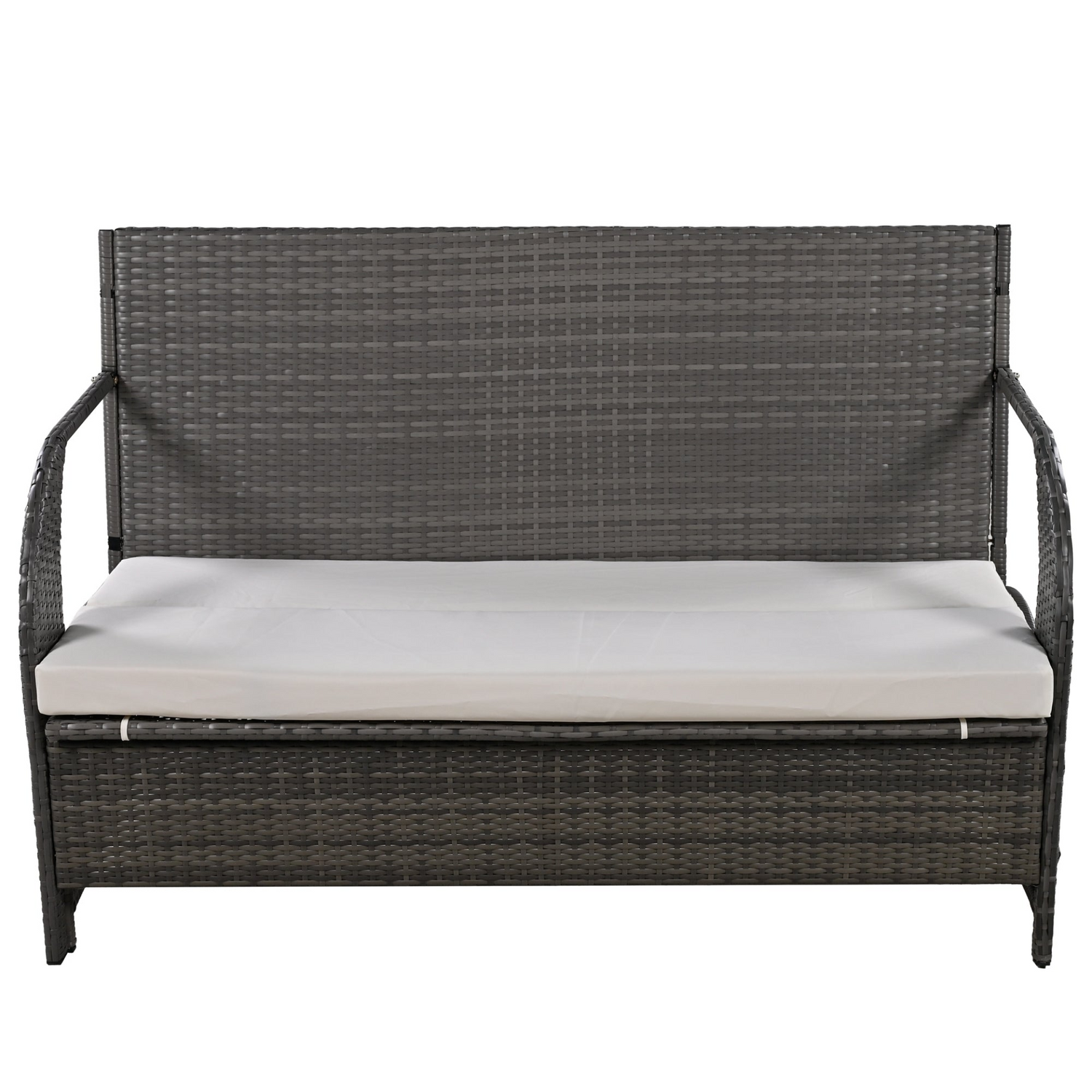 Start2Finish outdoor loveseat convertible to four seats and table, garden furniture for patios and lawns.