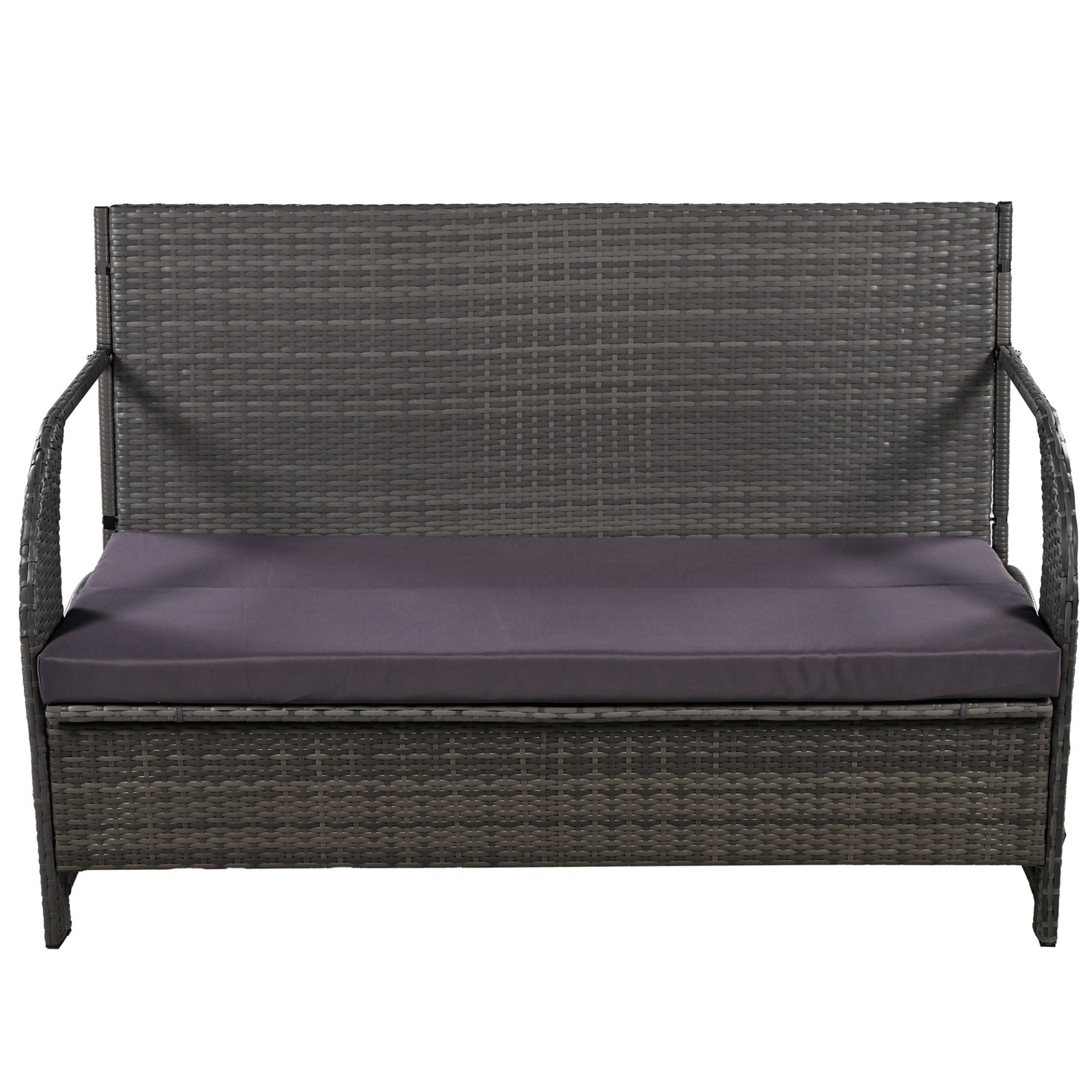 Start2Finish outdoor loveseat convertible to four-seat garden furniture with table, ideal for lawns and outdoor spaces.