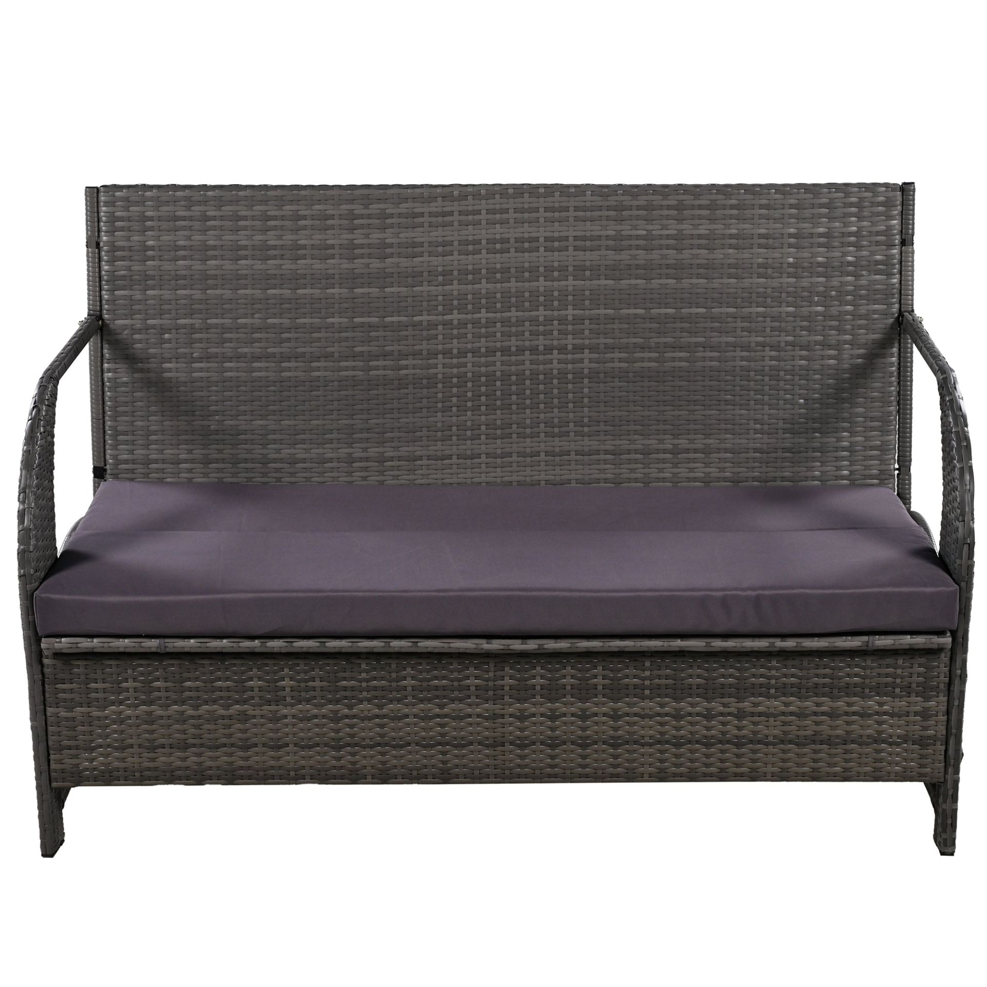 Start2Finish outdoor loveseat convertible to four-seat garden furniture with table, ideal for lawns and outdoor spaces.