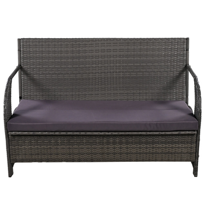 Start2Finish outdoor loveseat convertible to four-seat garden furniture with table, ideal for lawns and outdoor spaces.