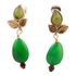 Green Jasper Golden Leaves post earrings with natural stone and leaf-shaped design, crafted by Start2Finish Jewelry.