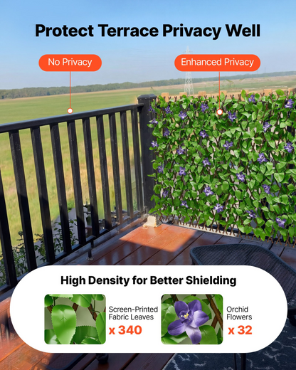 Start2Finish VEVOR expandable artificial ivy fence panel, 25.5 x 122 inches, with faux greenery, zip ties, for outdoor privacy and decoration.