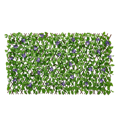 Start2Finish VEVOR expandable artificial ivy fence panel with greenery backdrop, 25.5 x 122 inches, includes 50 zip ties for outdoor privacy.
