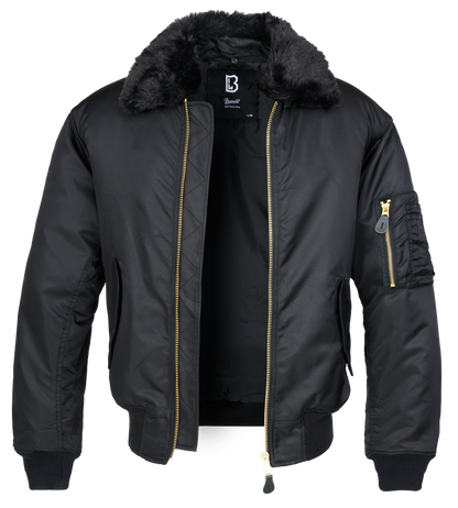 Callisto MA2 Fur Collar Bomber Jacket with plush fur collar and stylish design, shown in a front view.