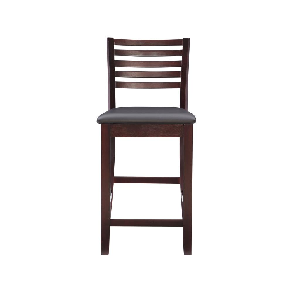 Start2Finish Triena 24-inch ladder counter stool with wooden seat and metal frame, shown from a side view.