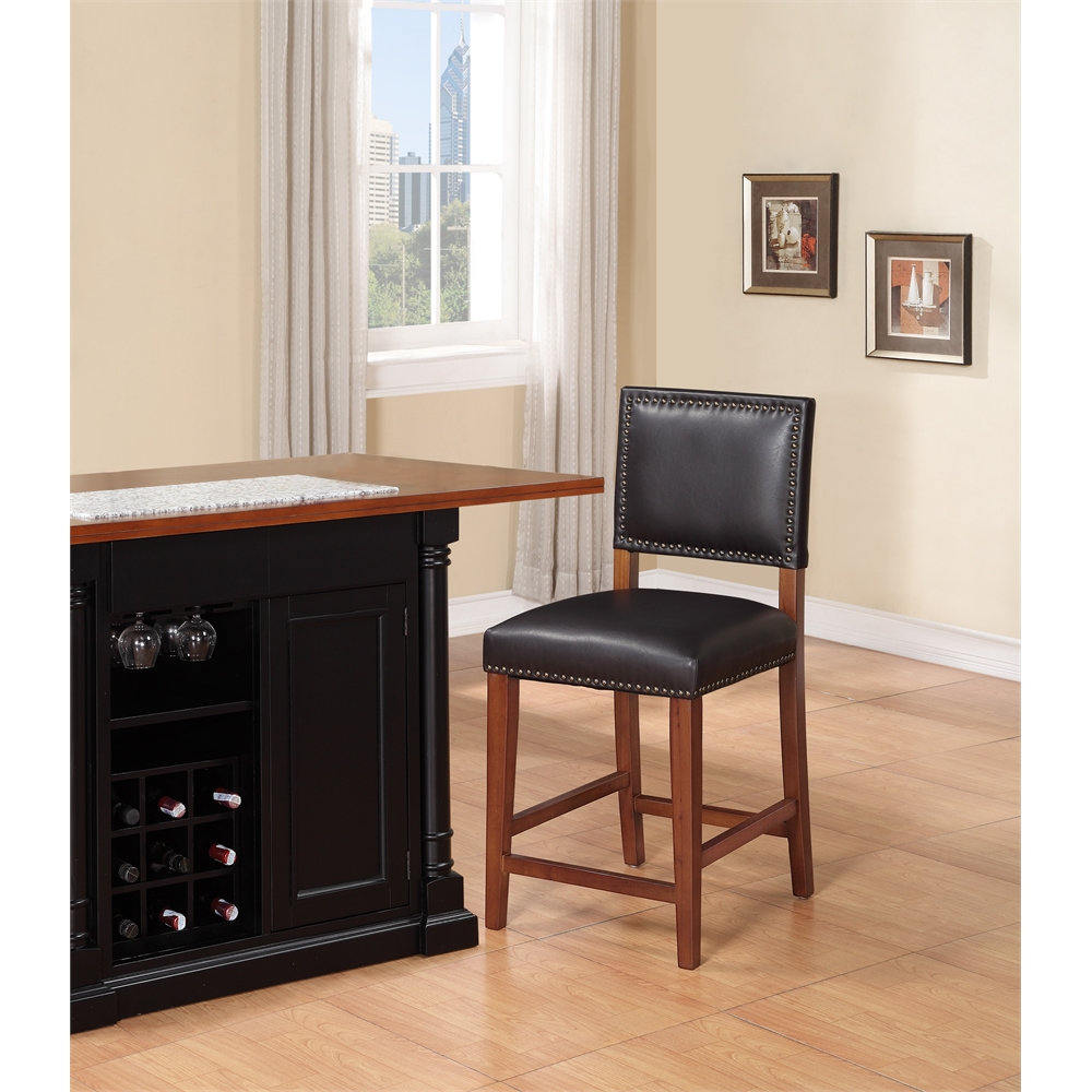 Black Brook Counter Stool by Start2Finish featuring a sleek design with a cushioned seat and sturdy metal legs.