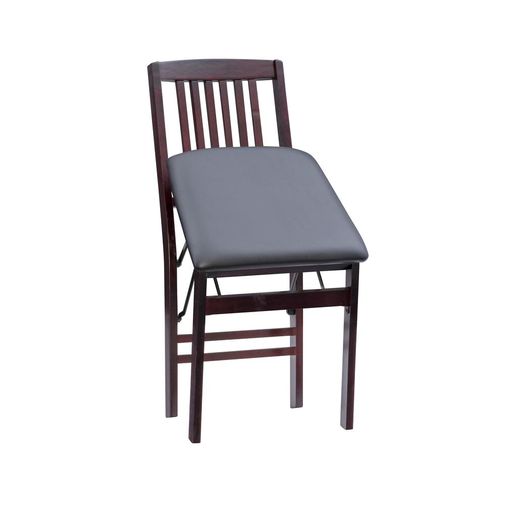 Set of two Triena 18-inch mission back folding chairs by Start2Finish, showing wooden frames and foldable design for easy storage.