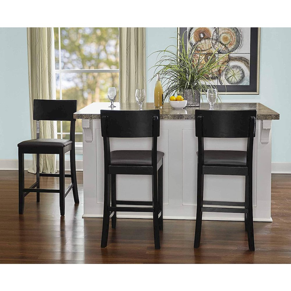 Contemporary Torino 24-inch counter stool by Start2Finish with wooden legs and a cushioned seat, ideal for modern kitchen counters.