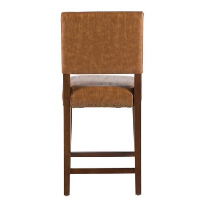 Brook Counter Stool in caramel color by Start2Finish, showcasing the wooden frame and cushioned seat for modern kitchen seating.