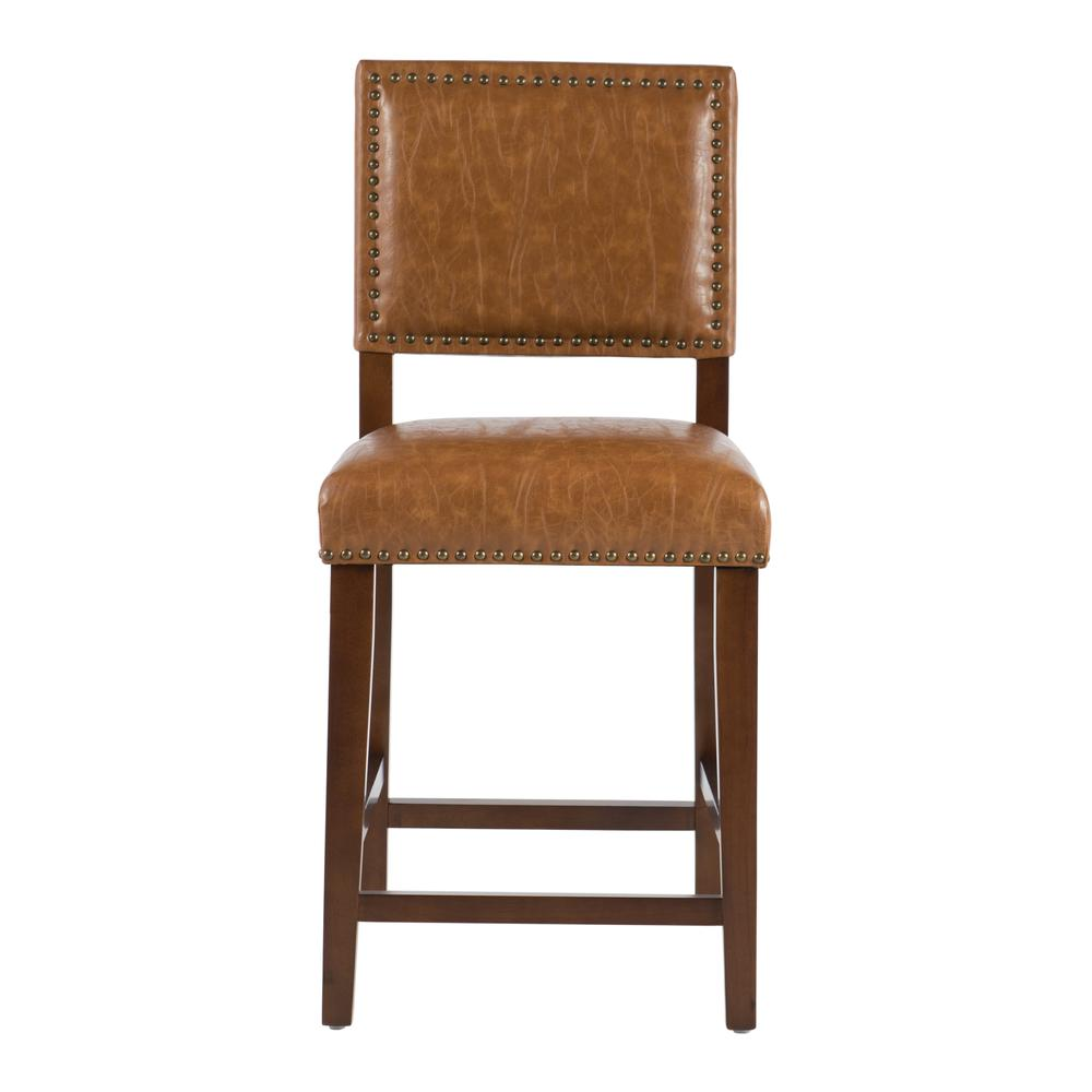 Brook Counter Stool in caramel by Start2Finish, showing a stylish wooden furniture piece with a padded seat and modern design.