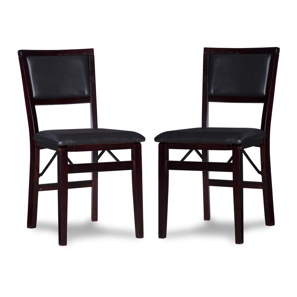 Pair of Start2Finish Kiera 18-inch padded back folding chairs set, featuring metal frames and fabric seats, ideal for extra seating.