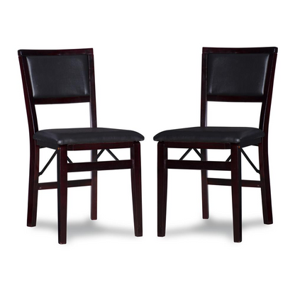 Pair of Start2Finish Kiera 18-inch padded back folding chairs set, featuring metal frames and fabric seats, ideal for extra seating.