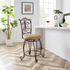 Start2Finish gathered back counter stool, 24-inch height, featuring a wooden seat and metal frame for a modern kitchen bar area.