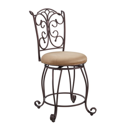 Start2Finish Gathered Back Counter Stool 24 with wooden legs and upholstered seat, ideal for kitchen or bar area.