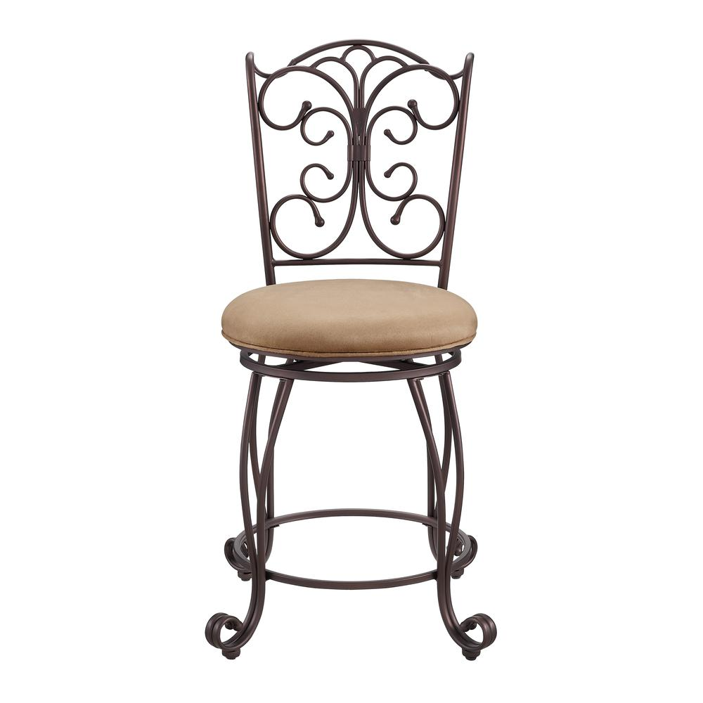 Start2Finish gathered back counter stool with wooden legs and cushioned seat, perfect for kitchen or bar area.