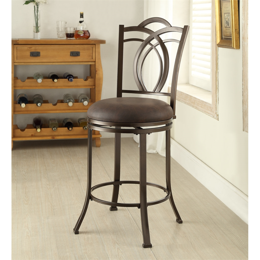 Start2Finish Calif Metal Counter Stool with sleek metal frame and wooden seat, ideal for modern kitchen or bar area.