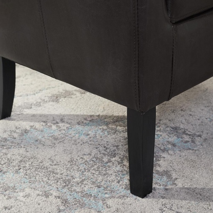 Start2Finish Simon Brown Club Chair with plush upholstery and wooden legs, showcasing a stylish, comfortable furniture piece.