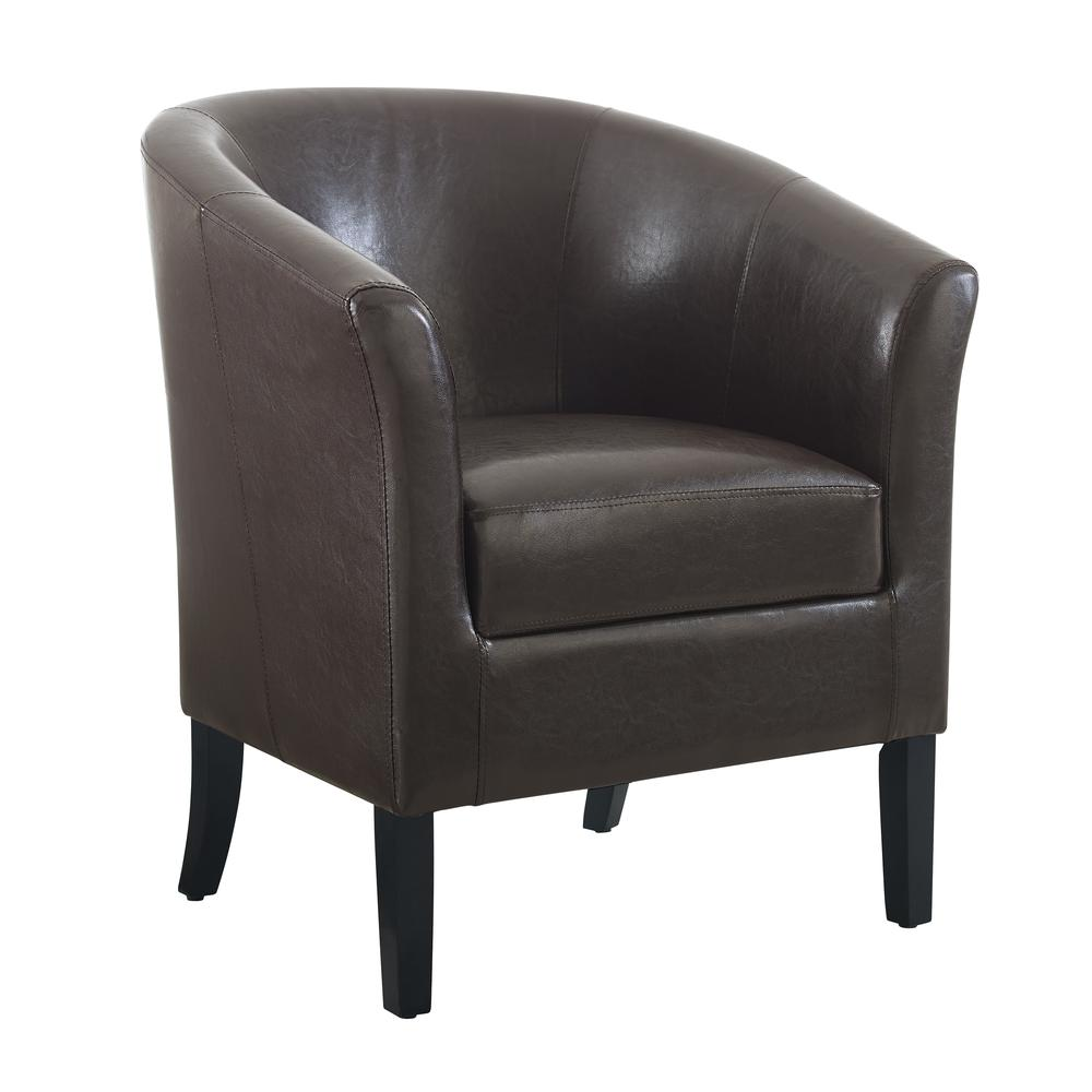Start2Finish Simon Brown club chair with plush upholstery, wooden legs, and a stylish, comfortable furniture piece for living rooms.