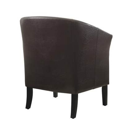 Start2Finish Simon Brown Club Chair with plush upholstery and wooden legs, showcasing a stylish, comfortable furniture piece.