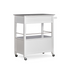 Start2Finish Cameron White Kitchen Cart with durable granite top, featuring storage shelves and a modern design for versatile kitchen use.