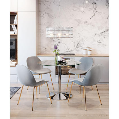 Chrome Jena Ceiling Lamp by Start2Finish, modern lighting fixture with sleek design and shiny chrome finish mounted on ceiling.