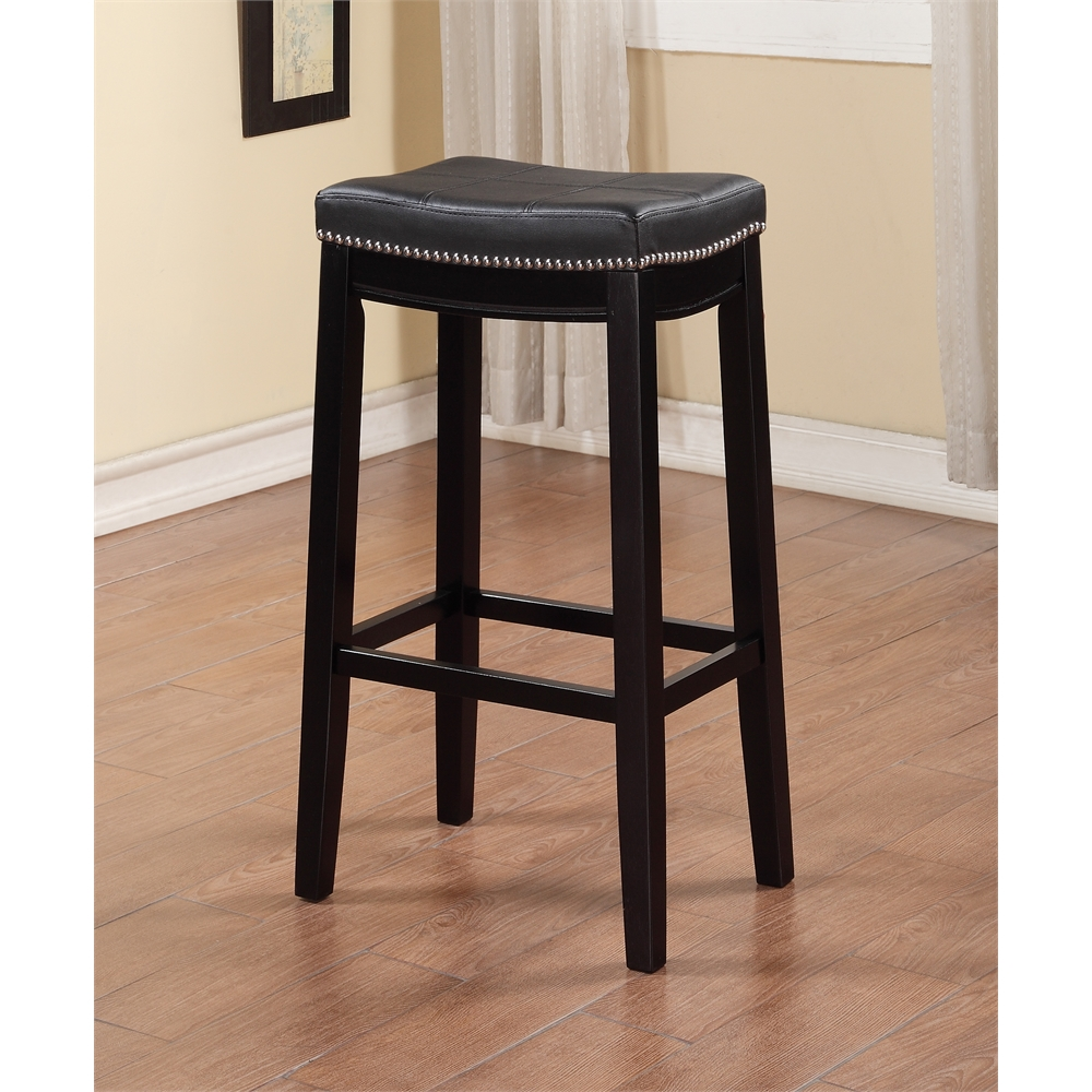 Claridge black barstool by Start2Finish featuring a sleek modern design with a cushioned seat and metal frame.