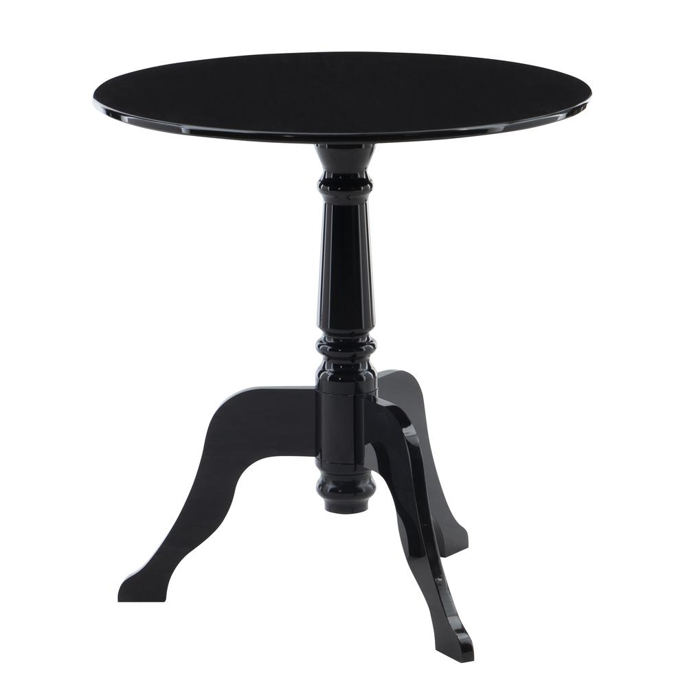 Black acrylic end table with a sleek, modern design by Start2Finish, featuring a smooth surface and sturdy base.