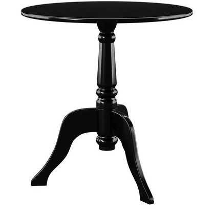 Black acrylic end table by Start2Finish featuring a sleek modern design with a smooth top and sturdy base.