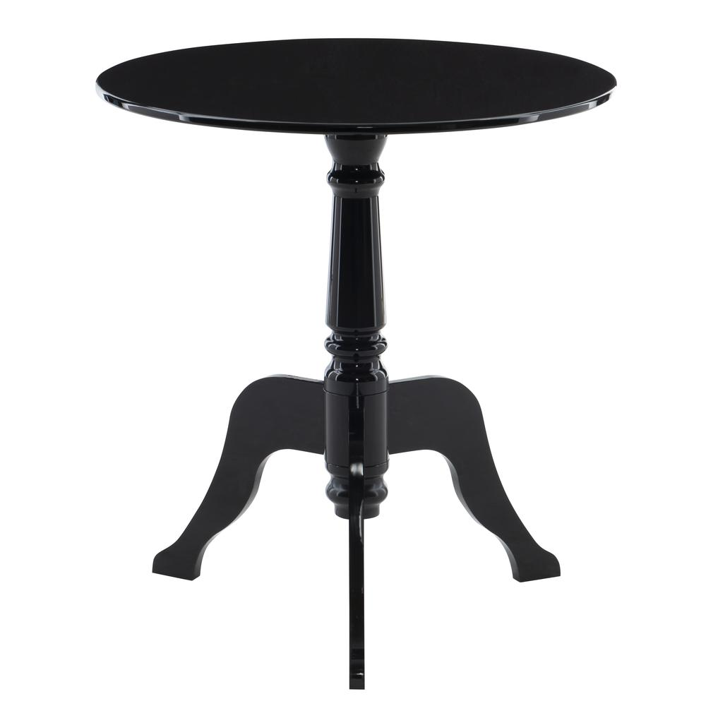 Black acrylic end table by Start2Finish featuring a sleek, modern design with a smooth surface and sturdy base.