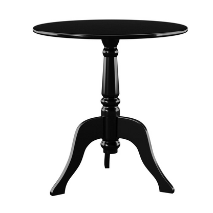Black acrylic end table by Start2Finish, with a sleek modern design and smooth surface, suitable for living room or bedroom use.