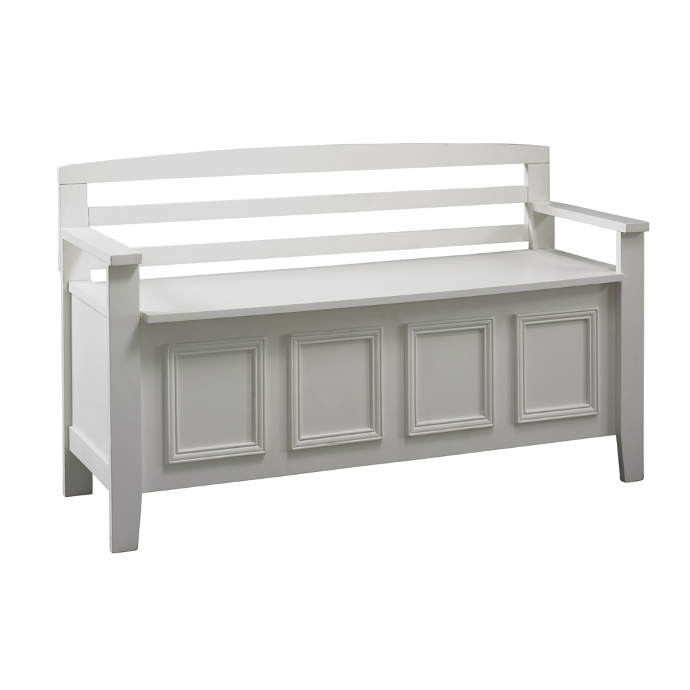 Start2Finish Laredo Storage Bench with cushioned top and wooden legs, ideal for entryway or living room storage.