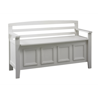 Start2Finish Laredo Storage Bench with cushioned top and wooden legs, ideal for entryway or living room storage.