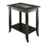 Start2Finish Genoa rectangular end table with glass top and shelf, showcasing modern furniture design.